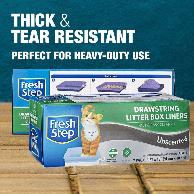 Fresh Step Drawstring Large Litter Box Liners, Heavy Duty Liners