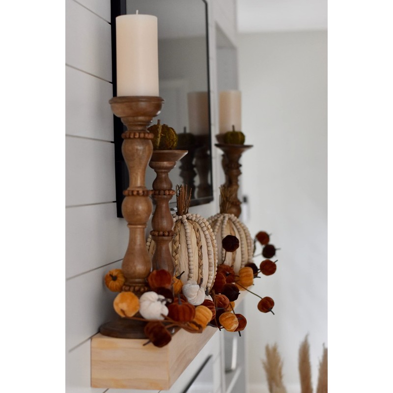 Beaded Wood Candlestick