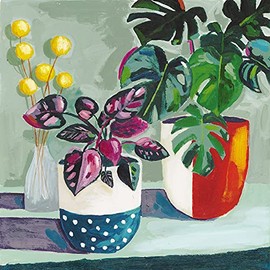 Keep Growing House Plant Artistic Water Colours Blank Greeting Card by Alex Gunn AGAG009