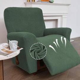 KEKUOU Recliner Chair Covers Lazy Boy Recliner Covers Stretch Couch Cover Slipcovers 1 Piece Furniture Protector with Elastic Bottom for Dog,Kids.(Recliner, Greyish Green)