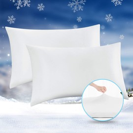 Avolare Cooling Pillow Cases, 2 Pack Arc-Chill Q-max>0.5 Cool King Size Summer Pillow Cover for Hair Skin, Soft Silky 20" x 36" Stain Pillowcase Protector with Zipper - White