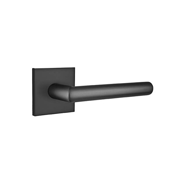 EMTEK Square Rosette Privacy Set with Matching Finish Stuttgart Lever