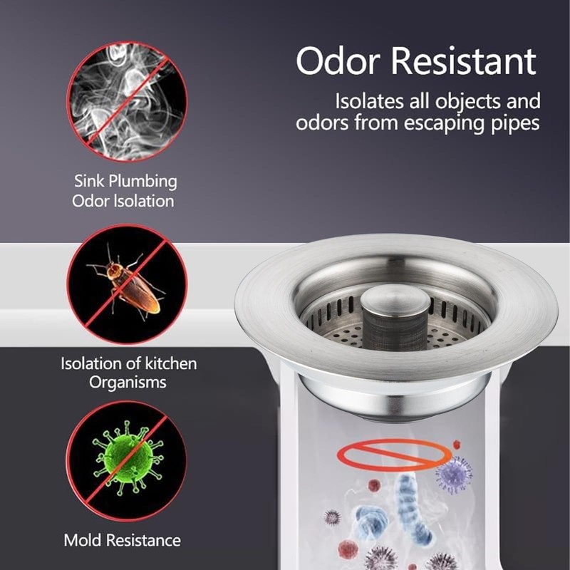 SELLO 3 in 1 Kitchen Sink Drain Strainer, 304 Stainless