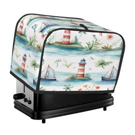 YPPAHHHH Toaster Cover 2 Slice Watercolor Nautical Sailboat Lighthouse Toaster Cover Waterproof Kitchen Small Appliance Covers Microwave Oven Dust-Proof Bread Cover, Women Gift
