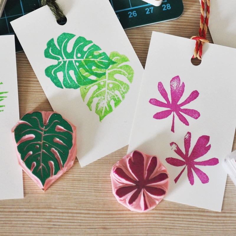 CertBuy 30 Pack 2 Inch Linoleum Blocks for Printmaking Round,