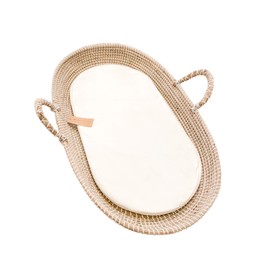 Seagrass Baby Changing Basket with Waterproof Pad | Portable Diaper Changing Topper for Dresser or Table | A Nursery Essential