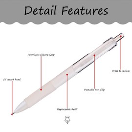 SURALIN Pack of 5 Gel Pens, Retractable Gel Pens, Black Retractable Pastel Gel Ink Pens 0.5 mm Line Width (Colour)