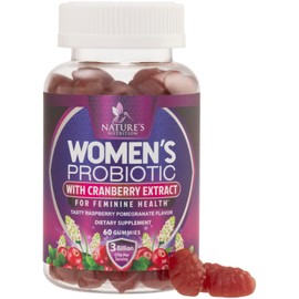 Probiotics for Women Gummies with Cranberry - 6 Premium Strains for PH Balance, Digestive Health, Vaginal & Immune Support, 3 Billion CFU, Women's Probiotic Gummy for Feminine Health - 60 Gummies