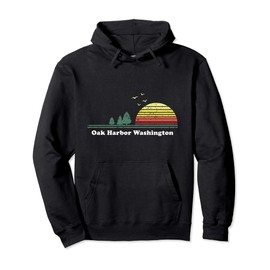 Vintage Oak Harbor, Washington Sunset Souvenir Print Pullover Hoodie