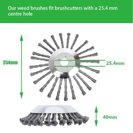 10 Inch Weed Brush Cutter Wild Herb Brush for Brush Cutter for Effective Weed Removal Includes Installation Accessories Diameter 254 mm, Bore 25.4 mm