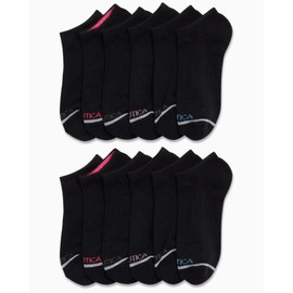 Nautica Women's Athletic Socks - Cushioned Low Cut Ankle Socks (12 Pack), Size 4-10, Black