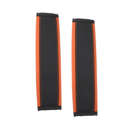 HOPESPANNER 2pcs Universal Seat Belt Shoulder Pad Faux Leather Car Safety Strap Covers Neck Mat for Comfortable Driving Black Orange Vehicle Components