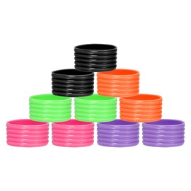 MECCANIXITY Tennis Racket Silicone Racquet Grip Ring Racket Band Rubber Ring Non Slip Absorbent Overgrip in Place for Badminton Squash Handle, Purple/Orange/Black/Fuchsia/Green 10Pcs