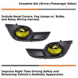 iJDMTOY Complete Set Yellow Lens Fog Lights Foglamps w/ H11 Halogen Bulbs, Wiring & On/Off Switch Compatible with 2013-2015 Nissan Altima