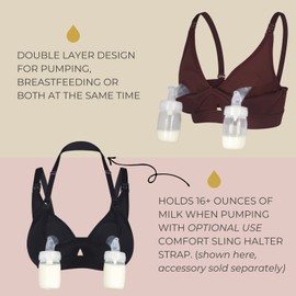 Supermom Pumping and Nursing Bra with Mesh Band, Hands Free Maternity Bra for Breastfeeding, Comfortable Soft Breast Pump Bra with Simpleclasp, Nursing Bra Includes Cup Extender for Breast Pump