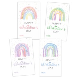 4 Colors Happy Valentine's Day Stickers Set - 40 Pcs Watercolor Rainbow Tag Stickers - Valentine's Day Stickers For Gift Wrapping, Envelopes, Cards, Valentine's Day Decorations Accessories - A07
