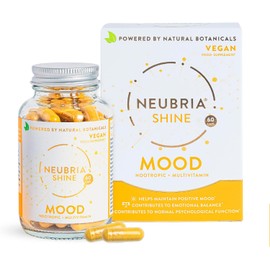 NEUBRIA Shine Mood Complex | Daily Multivitamin with Ashwagandha, Rhodiola, Turmeric, B-Complex, Magnesium & Zinc | Supports Emotional Balance, Energy & Mental Wellbeing | 60 Vegan Capsules for Adults