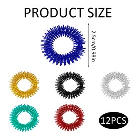 12 Piece Acupressure Ring Set, Colour Acupressure Rings, Stress Ring, Massage Rings for Finger Acupressure Ring, for Stress Reducer and Promote Blood Circulation, Finger Massage or Toe Massage