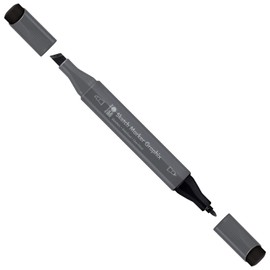 Marabu 01480003974 Sketch Marker Graphix Lamp Black, Japanese Double Tip 1-7 mm Chisel Tip and 1 mm Fine, Brilliant Colours, Quick-Drying, Alcohol-based Ink, Low Odour and Waterproof