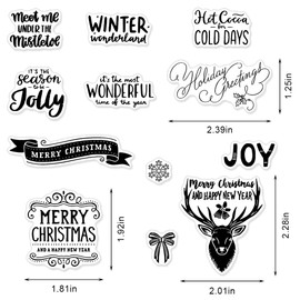 Merry Christmas Words Clear Rubber Stamps for Card Making and Journaling, Christmas Elk Banner Rubber Stamps Xmas Snowflake Stamps for Scrapbooking DIY Cards Album Crafts Supplies