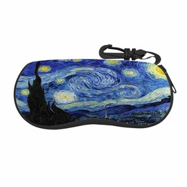 IBILIU Eyeglasses Case Starry Night Blue Ultra Light Neoprene Sunglasses Case With Belt Clip,Soft Reading Glasses Case For Women Men