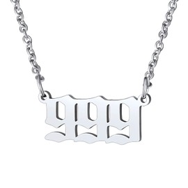 FindChic Dainty Angel Number 999 Necklace for Women Stainless Steel Numberal Pendant Lucky Jewelry Gift for Mom Her