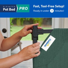 Coolaroo Pro Elevated Dog Bed - Low-Profile Access, Moisture-Resistant Cover, Breathable Fabric & Tool-Free Setup, Brunswick Green, Standard