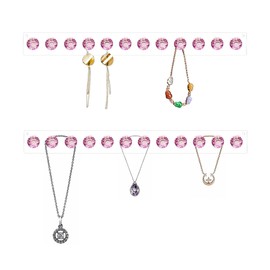 Baoswi 2 Pack Necklace Hangers Acrylic Necklace Holder Wall Mounted Jewellry Organiser Hanging with 12 Diamond Shape Hooks, Gift for Girls Women (Pink)