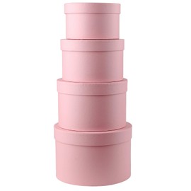 Oairse Round Gift Boxes with Lids Florist Hat Boxes for Arrangements Pink Flower Box Set of 4 Nesting Gift Box with Lids for Flowers Arrangements Empty Bridesmaid Wedding Birthday Party Favor