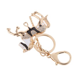 [No brand goods] Black Rhinestone Crystal Horse Pendant Key Ring Key Chain Accessories Gift