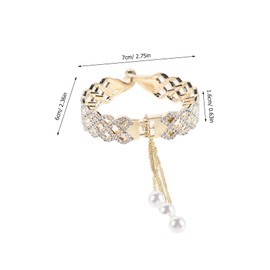 FRCOLOR 2pcs Rhinestone Pearl Hair Clip Claw Clips Metal Ponytail Holder Cuff Hair Clips Rhinestone Hair Barrettes Hair Bun Accessories Rhinestone Claw Clip Rhinestones Golden