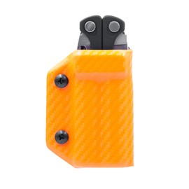 Clip & Carry Kydex Multitool Sheath for LEATHERMAN CHARGE - Made in USA (Multi-tool not included) EDC Multi Tool Sheath Holder Holster Cover (Carbon Fiber Orange)