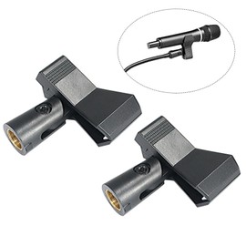 2pcs Microphone Clip, Adjustable Mic Clip Holder for Mic Stand, Mic Holder Clamp for Handheld Microphones(Black)