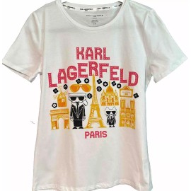 Karl Lagerfeld NWT KARL LAGERFELD Women Paris White  T-Shirt Top,Sz. S; M; L, Ret.$49.00