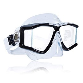 Tilos Double Lens Panoramic Large Wide View Mask for Scuba Diving & Snorkeling (Black)