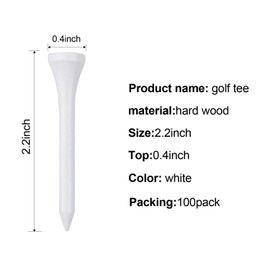 Crestgolf Wood Golf Tees 2-1/8 inch Pack of 100 (white)