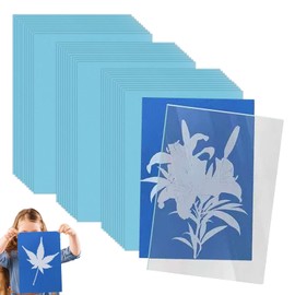 Cyanotype Paper Kit 32 Sheets A5 Size 5.8x8.3in with Reusable Acrylic Plate Sun Print Paper for DIY Solar Art Educational Projects Scrapbooking Crafts Fun Activity for All Ages Durable and E