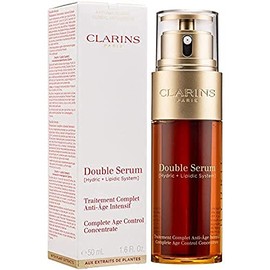 CLARINS – Double Serum Complete Age Control Concentrate 50 ml, Suero Antiedad 2 en 1 con 22 Extractos Botánicos y 5 Moléculas Activas, Reafirma, Suaviza Arrugas y Mejora la Radiancia