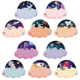 5.3X3 inch Astronaut Classroom Desk Toppers Nameplates Student Desk Tags 50Pcs Outer Space Themed Desk Name Tags Watercolor Manuscript Name Plates Card for Classroom Bulletin Board