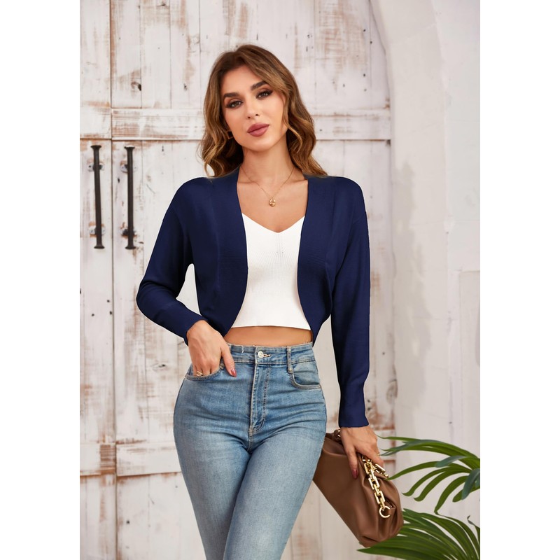 GRACE KARIN Ladies Casual Cropped Cardigan Boleros Long Sleeve Open