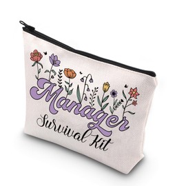 WCGXKO Manager gift Manager Zipper Pouch Makeup Bag For Leader Manager Coworker (Manager flower1)