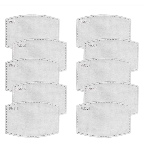 Safe+Mate (10 Pack) PM 2.5 Carbon Filter Replacement Inserts for Adult Cloth Masks (S/M) (L/XL) - 5 Layer Filters