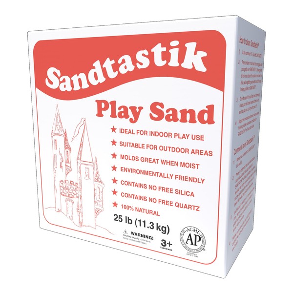 Sandtastik Sparkling White Play Sand, 25 lb (11.3 kg) - Fill Sandboxes, Sand Trays, Sensory Tables, Water Tables! Scoop, Mold & Pour This Premium Non-Toxic Sand