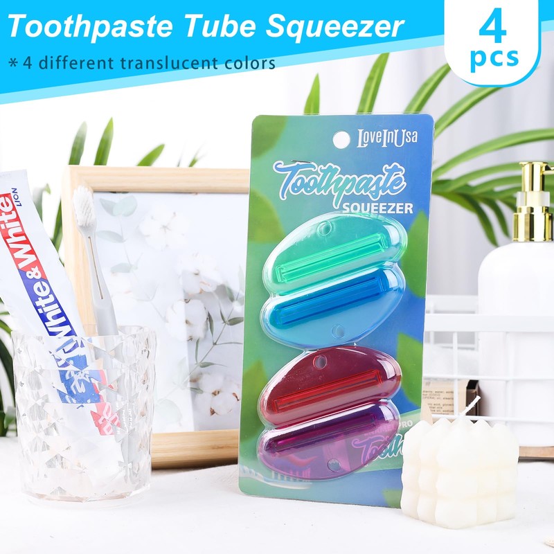 LOVEINUSA 4PCS Toothpaste Squeezers, Tube Squeezer Hanging Squeezer Dispenser Toothpaste