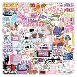 Cozy Gamer Stickers 50 Pcs Vinyl Funny Cool Video Game Sticker for Water Bottle Laptop Luggage Computer Scrapbook Car Bike Skateboard Helmet,Waterproof Cartoon Game Console Sticker for Teens Girls