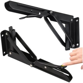 New Folding Console Heavy Duty 200 mm, 2PCS Folding Angle Heavy Duty Stainless Steel, Folding Hinges for Tabletop, Folding Console with Lock, Foldable Shelf Bracket for Folding Table Wall Mount (200
