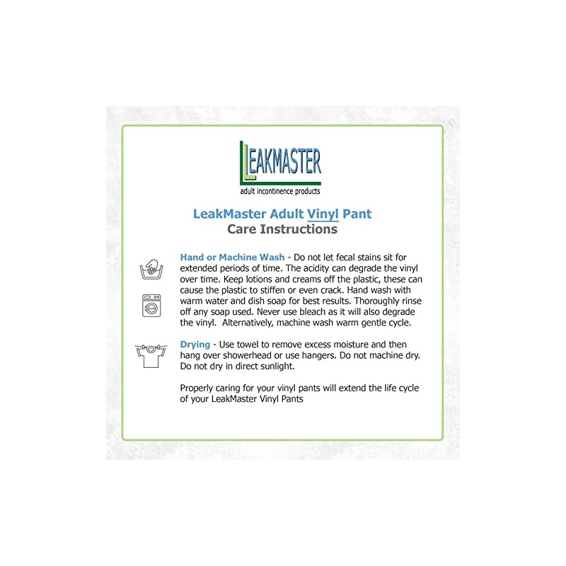 Leakmaster Deluxe Heavy Duty Adult Pullon Plastic Pants. Features Premium