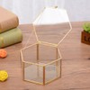 Hexagon Shape Geometric Transparent Glass Flower Room Glass Ring Box