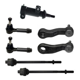 Detroit Axle - 4WD Front Tie Rods + Idler & Pitman Arms [4-Groove] Replacement for Silverado Sierra Suburban Avalanche 1500 Tahoe Escalade - 7pc Set