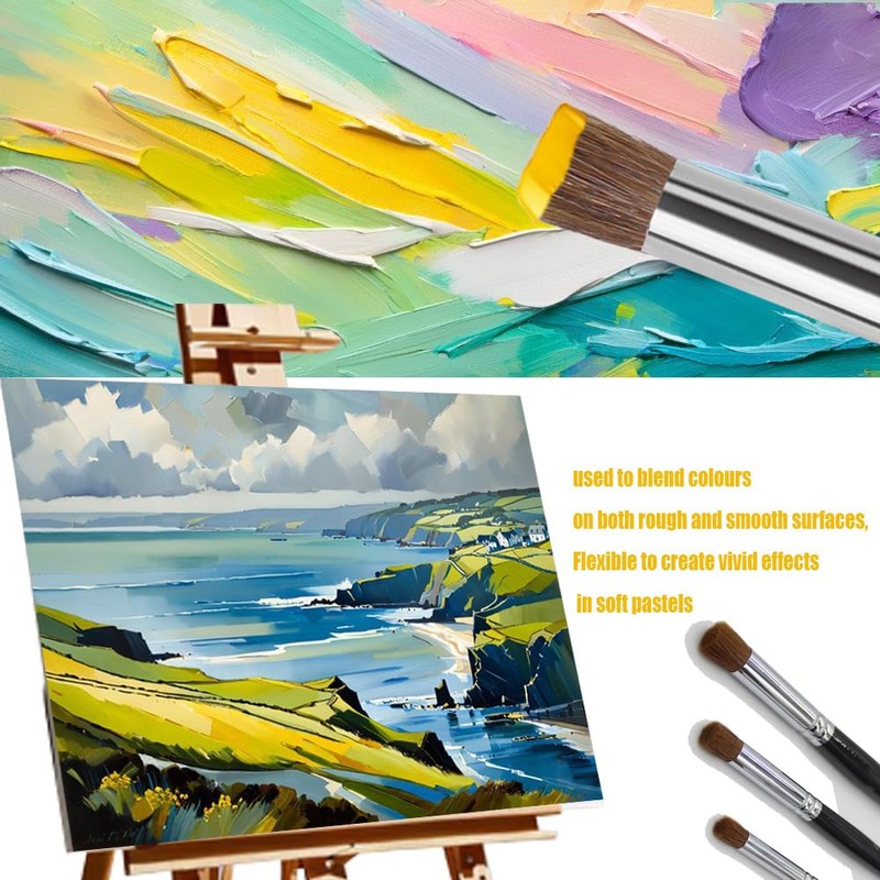 Himmlfel Pastel Painting Brush Set,3 Pcs Blending & Smoothing Brushes